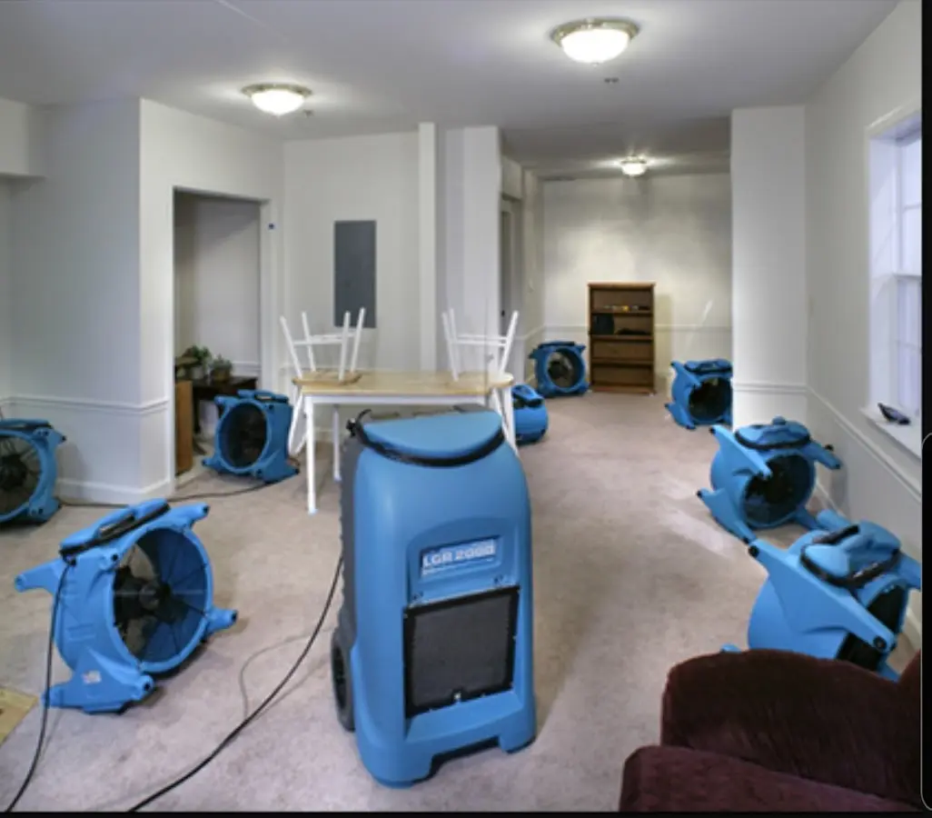 Air movers and dehumidifier setup for Water Damage Restoration in Bennettsville